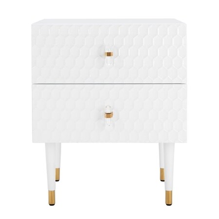 Safavieh Neptune 2 Drawer Side Table White & Gold SFV3570A